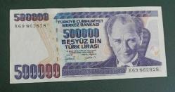 7 Emisyon K 69 Seri 500 Bin Lira Çil altı