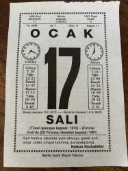 17 OCAK 2006 - TAKVİM YAPRAĞI - DOĞUM GÜNÜ HEDİYESİ - BÜYÜK SAATLİ MAARİF TAKVİMİ - NELSON ROCKEFELLER - MEMDUH CUMHUR - KARAKÖY BEYOĞLU METROSU - IRAK HAREKATI