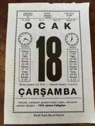 18 OCAK 2006 - TAKVİM YAPRAĞI - DOĞUM GÜNÜ HEDİYESİ - BÜYÜK SAATLİ MAARİF TAKVİMİ - JAMES CALLAGHAN - YASERİ ASIM ARSOY - BESTECİ YASERİ ASIM ARSOY'UN VEFATI - ÇIRAĞAN SARAYI YANDI