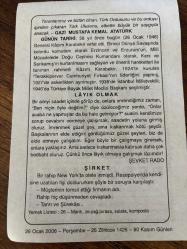 26 OCAK 2006 - TAKVİM YAPRAĞI - DOĞUM GÜNÜ HEDİYESİ - BÜYÜK SAATLİ MAARİF TAKVİMİ - KAZIM KARABEKİR - GAZİ MUSTAFA KEMAL ATATÜRK - KAZIM KARABEKİR'İN VEFATI - ŞEVKET RADO