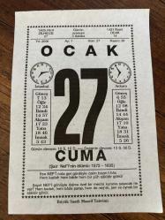27 OCAK 2006 - TAKVİM YAPRAĞI - DOĞUM GÜNÜ HEDİYESİ - BÜYÜK SAATLİ MAARİF TAKVİMİ - NEF'İ - NEF'İ NİN İDAMI - MÜMTAZ ARIKAN - MOZART DÜNYAYA GELDİ - YAZAR LEWİS CARROL DOĞDU - İSPANYOL YAZAR VICENTE BLASCO İBANEZ ÖLDÜ