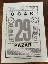 29 OCAK 2006 - TAKVİM YAPRAĞI - DOĞUM GÜNÜ HEDİYESİ - BÜYÜK SAATLİ MAARİF TAKVİMİ - PROF. DR. YILDIZ TÜMERDEM - AHMET HAMDİ TANPINAR - 2. SELÇUKLU SULTAN'I ALPARSLAN'IN DOĞUMU - PROF. DR. TARIK ZAFER TUNAYA'NIN VEFATI