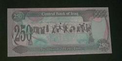 Irak 1990 250 Dinar Çil Saddam Hüseyin portresi