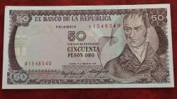 1985 YILI  KOLOMBİYA 50 PESO  HİÇ KULLANILMAMIŞTIR.