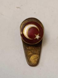 R46----TÜRK BAYRAĞI 1930'LAR MİNELİ PAPUÇLU ROZET