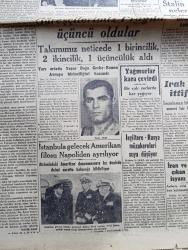 Cumhuriyet Gazetesi - 15 Nisan 1947 - ONU Ve Barış Yazan Nadir Nadi Başmakale - Amerikan Yardımı İçin Yapılan Tartışmalar - Büyük Millet Meclisi Çalışmalarına Başladı - Güreşçilerimiz Prag'da Üçüncü Oldular - Yarı Ortada Yaşar Doğu Greko Romen Avrupa Birinciliğini Kazandı Fotoğraf - Stalin İle Stassen Neler Görüştüler - Filistin Ve Araplar - Irak Ve Ürdün İttifak Ettiler - İran Ve Irak'ta Çıkan Kürt İsyanı Söndü -  Barzani Kürt Aşiretleri Reisi Molla Mustafa Teslim Oldu - Safiye Ayla Hamiyet Yüceses Yarın Akşam 21 de Pangaltı İnci Sinemasında - Broadway Çılgınlıkları Sümer Sinemasında - Adak Yazan Kemal Ragıp Yazı Dizisi - Atina'da Müşahedeler Yazan Burhan Felek Köşe Yazısı - Dünyanın En Büyük Vapuru Kraliçe Elizabeth Karaya Oturdu - General Electric - Koç Ticaret - Antalya Umumi Nakliyat - İstanbul Belediyesi Şehir Tiyatroları Dram Kısmında Köyde Bir Ay Piyesi - Uyuz Ve Deri Hastalıklarını Dermoliv Geçirir