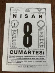 8 NİSAN 2006 - TAKVİM YAPRAĞI - DOĞUM GÜNÜ HEDİYESİ - BÜYÜK SAATLİ MAARİF TAKVİMİ - NACİ KASIM - EVEREKLİ AŞIK SEYRANİ - SEYHAN BARAJI HİZMETE GİRDİ - ŞER'İYE MAHKEMELERİ LAV EDİLDİ KADILARIN YERİNİ HAKİMLER ALDI