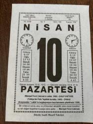 10 NİSAN 2006 - TAKVİM YAPRAĞI - DOĞUM GÜNÜ HEDİYESİ - BÜYÜK SAATLİ MAARİF TAKVİMİ - MAREŞAL FEVZİ ÇAKMAK - MAREŞAL FEVZİ ÇAKMAK VEFAT ETTİ - TÜRK KALP VAKFI - SAKIP SABANCI VEFAT ETTİ