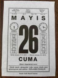 26 MAYIS 2006 - TAKVİM YAPRAĞI - DOĞUM GÜNÜ HEDİYESİ - BÜYÜK SAATLİ MAARİF TAKVİMİ - BENJAMİN FRANKLİN - HÜSEYİN RİFAT - SULTAN II.BEYAZIT'IN VEFATI - YAZAR NİZAMETTİN NAZİF TEPEDELENLİOĞLU'NUN VEFATI