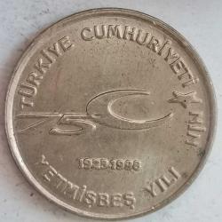 TÜRKİYE 1999  100.000  LİRA  HATIRA CUMHURİYETİN 75. YILI
