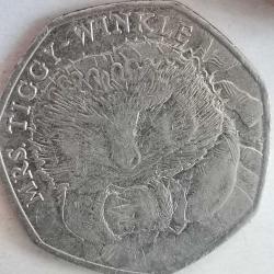 İNGİLTERE  2016   50 PENCE HATIRA 150th Anniversary - Birth of Beatrix Potter, Mrs Tiggy Winkle