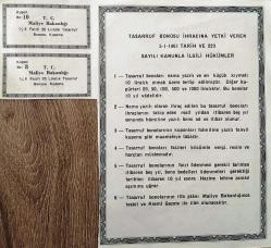 T.C. MALİYE BAKANLIĞI % 6 FAİZLİ NAMA YAZILI TASARRUF BONOSU 20 LİRA BEDELLİ C 108342 SERİ NUMARALI 1963/1973 SENESİ 120 KURUŞ BEDELLİ 2 KUPONLU