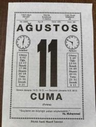 11 AĞUSTOS 2006 - TAKVİM YAPRAĞI - DOĞUM GÜNÜ HEDİYESİ - BÜYÜK SAATLİ MAARİF TAKVİMİ - HZ.MUHAMMED - OKTAY RIFAT - FATİH SULTAN MEHMET AKKOYUNLU BEYLİĞİNİ ORTADAN KALDIRDI - JAPONYA ATILAN 2.ATOM BOMBASI SONRASI TESLİM OLDU