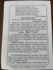 1 EYLÜL 2006 - TAKVİM YAPRAĞI - DOĞUM GÜNÜ HEDİYESİ - BÜYÜK SAATLİ MAARİF TAKVİMİ - GAZİ MUSTAFA KEMAL ATATÜRK - ENVER TUNÇALP - DÜNYA BARIŞ GÜNÜ - GALATASARAY LİSESİ SULTAN II.BEYAZID TARAFINDAN KURULDU