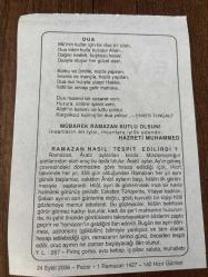 24 EYLÜL 2006 - TAKVİM YAPRAĞI - DOĞUM GÜNÜ HEDİYESİ - BÜYÜK SAATLİ MAARİF TAKVİMİ - HZ.MUHAMMED - RAMAZAN NASIL TESPİT EDİLİRDİ