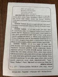 28 EYLÜL 2006 - TAKVİM YAPRAĞI - DOĞUM GÜNÜ HEDİYESİ - BÜYÜK SAATLİ MAARİF TAKVİMİ - HZ.MUHAMMED - GENERAL KAZIM KARABEKİR DOĞU'DA ERMENİLERİ BOZGUNA UĞRATTI - DR.LOUİS PASTEUR ÖLDÜ - MÜMTAZ ARIKAN