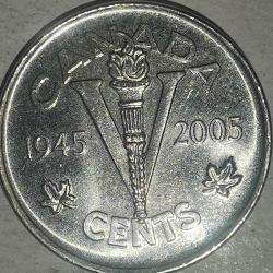 KANADA 2005  5 CENT HATIRA II. Dünya Savaşı'nın 60. Yıldönümü