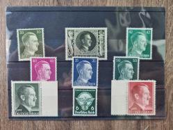 Nazi Almanyası 2’li Propaganda Pul Koleksiyonu – 11’li Damgalı & 10’lu Hitler Portre Çil Lotu