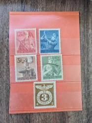 Nazi Almanyası 2’li Çil Propaganda Pul Lotu – Gençlik, Emek ve 1943 Temaları (Toplam 10 Pul)