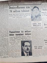 Cumhuriyet Gazetesi - 26 Ocak 1946 - Komisyon Kurunuz Yazan Nadir Nadi Başmakale - Güvenlik Konseyinin Dünkü Mühim Kararı - Konsey Rusya'nın Şiddetle Muhalefetine Rağmen İran Meselesini Tetkik Ve Müzakereye Karar Verdi - Konseyde Dünkü Tartışmalar - Bevin Şöyle Bağırdı Küçük Bir Devletin Sesini Duyurmasına Mani Olmamak Lazım - Lübnan Konseye Müracaat Etti - Lübnan Fransız Ve İngiliz Kuvvetlerinin Topraklarından Çekilmesini İstiyor - Madam Çan Kay Şek 10 Rus Generaline Nişanlar Verirken Bir Nutuk Söyledi - İtalyan Sömürgeleri - Belediye Dün Et Narkını Söyledi - Yunanistan 14 Milyar Dolar Tazminat İstiyor - Amerikalı Gözüyle Bugünkü Türkiye Yazan Summer Welles - Şehir Tiyatrosunda Küçük Şehir Sahneye Koyan Muhsin Ertuğrul - Sirkeci Konya Lezzet Lokantası - Miskinler Tekkesi Yazan Reşat Nuri Güntekin Yazı Dizisi - Kızıl Saçlı Kadın Bugün Elhamra Sinemasında - Cemal Tollu Sergisi Ve Bursa - Şevket Yolcular Bedia Zeynep Garden Barda - Bugünkü Radyo Programı - Bulmaca - Borsa