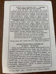 24 EKİM 2006 - TAKVİM YAPRAĞI - DOĞUM GÜNÜ HEDİYESİ - BÜYÜK SAATLİ MAARİF TAKVİMİ - DR.FARUK BAYÜLKEM - ATATÜRK - BİRLEŞMİŞ MİLLETLER GÜNÜ - ŞAİR BEHÇET KEMAL ÇAĞLAR VEFAT ETTİ - AKREP BURCUNDA DOĞANLAR