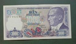 7 Emisyon I 77 772744 Seri 1000 Lira Çil altı