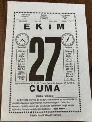 27 EKİM 2006 - TAKVİM YAPRAĞI - DOĞUM GÜNÜ HEDİYESİ - BÜYÜK SAATLİ MAARİF TAKVİMİ - NACİ KASIM - MUSTAFA KEMA BULGARİSTAN'A ATEŞE MİLİTER OLARAK - NAPOLEON BERLİN'E GİRDİ - İTALYAN BESTECİ NİCOLLO PAGANİNİ DOĞDU