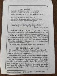 19 KASIM 2006 - TAKVİM YAPRAĞI - DOĞUM GÜNÜ HEDİYESİ - BÜYÜK SAATLİ MAARİF TAKVİMİ - PROF. TOKTAMIŞ ATEŞ - KADRİYE GÜLTEPE - İSMET İNÖNÜ TARAFINDAN İLK KOALİSYON KABİNESİ KURULDU - ÜNLÜ BESTECİ FRANZ SCHUBERT ÖLDÜ