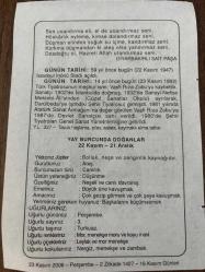 23 KASIM 2006 - TAKVİM YAPRAĞI - DOĞUM GÜNÜ HEDİYESİ - BÜYÜK SAATLİ MAARİF TAKVİMİ - İSMET İNÖNÜ - DİYARBAKIRLI SAİT PAŞA - TİYATROCU RICA VASFİ ZOBU ÖLDÜ - İNÖNÜ STADI AÇILDI - YAY BURCUNDA DOĞANLAR