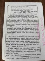 17 ARALIK 2006 - TAKVİM YAPRAĞI - DOĞUM GÜNÜ HEDİYESİ - BÜYÜK SAATLİ MAARİF TAKVİMİ - PROF.L.SAMİ AKALIN - HÜSEYİN RIFAT - PROF. L. SAMİ AKALIN - MEVLANA VEFAT ETTİ - ALMAN BESTECİ LUDWİG VAN BEETHOVEN DOĞDU - OPR.DR. MEHMET ALİ DERMAN