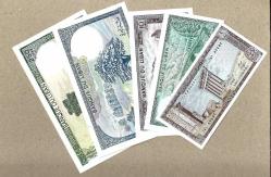 Lübnan, 1-5-10-100-250 Livres, 1980-1988, ÇİL, (Toplam 5 adet banknot) (TK 17 867) ÇİL