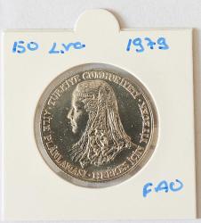 1979 Yılı 150 Lira  FAO Aile Planlaması Herkes İçin Yiyecek  (Kenar Tırtıklı)  ( 9 gr.   900 Ayar Gümüş  ) 9110