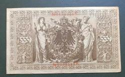 Almanya 1910 1000 Mark Kırmızı mühür büyük banknot
