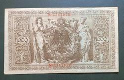 Almanya 1910 1000 Mark Kırmızı mühür büyük banknot