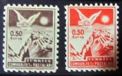 TÜRKİYE=1954  İ-1788..89  Ankara Baskısı 0,5 Krş Posta Pulları  (**)'