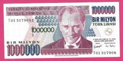 Turkey 1000000 Lira L.1970 (1995) PREFIX - T01 - UNC (TK 18 170) ÇİL