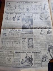 Cumhuriyet Pazar Gazetesi - 12 Nisan 1953 - Yedi Dakika Yazan Doğan Nadi Köşe Yazısı - Renkli Karikatür - Petrol İşlerinde Yeni Gelişmeler - Amerikan Bayrağına 49. Yıldız İlave Edilecek Mi - Haftanın Şakaları Yazan Burhan Felek - Dünya Edebiyatından Seçme Hikayeler Şeftali Çiçeği Yazan Su Şih - Bizim Yıldızlar Neriman Köksal Fotoğraf - Alida Valli Dünya İtham Ediyor Filminde Fotoğraf - Meyhane Köşeleri Filminin Başartisti Saliha Tekneci Fotoğraf - Bu Kadın Benimdir Filminin Bir Sahnesinde Talat Artemel İle Fatma Bilgen Fotoğraf - Errol Flynn İle Meşhur Sinema Artisti Gina Lollobrigida Don Juan Filminde Fotoğraf - Ev Kadın Moda Köşesi - Asırların Ve Eserlerin Üstünden Bakan Bir Sanatkar Mimar Sinan Yazan Samih Nafiz Tansu - Bir Balo Hatırası Yazan Fuad Duyar - Şimdi De Bir Kadın Erkek Oldu Fotoğraf - Bu Adama Niçin Devrin En Büyük İnsanı Diyorlar Dr. Schweitzer Fotoğraf - Dünyanın En Güzel Zenci Kızı İsabelle Fotoğraf - İster İnan İster İnanma Çizen Yazan Ripley