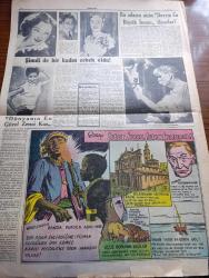 Cumhuriyet Pazar Gazetesi - 12 Nisan 1953 - Yedi Dakika Yazan Doğan Nadi Köşe Yazısı - Renkli Karikatür - Petrol İşlerinde Yeni Gelişmeler - Amerikan Bayrağına 49. Yıldız İlave Edilecek Mi - Haftanın Şakaları Yazan Burhan Felek - Dünya Edebiyatından Seçme Hikayeler Şeftali Çiçeği Yazan Su Şih - Bizim Yıldızlar Neriman Köksal Fotoğraf - Alida Valli Dünya İtham Ediyor Filminde Fotoğraf - Meyhane Köşeleri Filminin Başartisti Saliha Tekneci Fotoğraf - Bu Kadın Benimdir Filminin Bir Sahnesinde Talat Artemel İle Fatma Bilgen Fotoğraf - Errol Flynn İle Meşhur Sinema Artisti Gina Lollobrigida Don Juan Filminde Fotoğraf - Ev Kadın Moda Köşesi - Asırların Ve Eserlerin Üstünden Bakan Bir Sanatkar Mimar Sinan Yazan Samih Nafiz Tansu - Bir Balo Hatırası Yazan Fuad Duyar - Şimdi De Bir Kadın Erkek Oldu Fotoğraf - Bu Adama Niçin Devrin En Büyük İnsanı Diyorlar Dr. Schweitzer Fotoğraf - Dünyanın En Güzel Zenci Kızı İsabelle Fotoğraf - İster İnan İster İnanma Çizen Yazan Ripley
