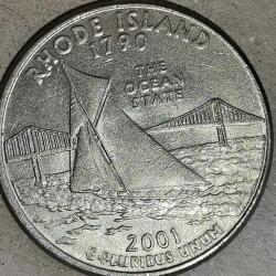 AMERİKA 2001 P   25 CENT  ÇEYREK DOLAR   HATIRA  RHODE ISLAND