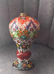 EL YAPIMI SERAMİK SÜS GAZ LAMBASI. KONDİSYON YÜKSEK.