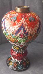 EL YAPIMI SERAMİK SÜS GAZ LAMBASI. KONDİSYON YÜKSEK.