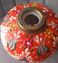 EL YAPIMI SERAMİK SÜS GAZ LAMBASI. KONDİSYON YÜKSEK.