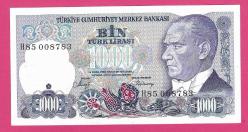 TURKEY 1000 LIRA PREFIX---H85--- (P196) L.1970 (1986) UNC (TK 18 172) ÇİL