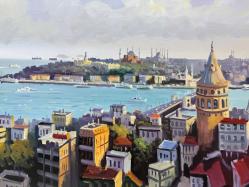 ORJİNAL YAĞLI BOYA PANORAMA  İSTANBUL TABLO