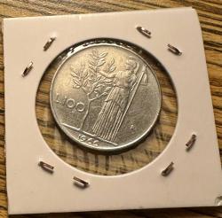 1966 italya 100 liret madeni para ÇÇT çil altı