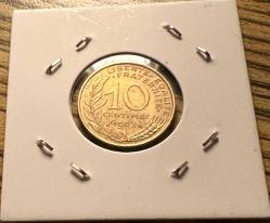 1963 Fransa 10 centimes madeni para ÇÇT