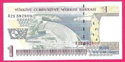 TURKEY 1 YTL PREFIX --- A 21 --- 2005 UNC  (TK 18 029) ÇİL