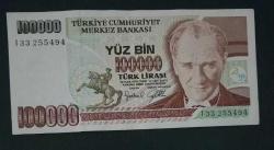 7 Emisyon I 33 Seri 100 Bin Lira Çil altı