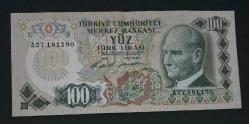 6 Emisyon A 27 Seri 100 Lira Çil altı