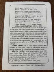 2 OCAK 2007 - TAKVİM YAPRAĞI - DOĞUM GÜNÜ HEDİYESİ - BÜYÜK SAATLİ MAARİF TAKVİMİ - HZ. MUHAMMED - İLK TRAFİK IŞIĞI LONDRA'DA KULLANILDI - NAMAZ VAKİTELERİNİN KULLANIŞI - YAZAR EFLATUN CEM GÜNAY'IN VEFATI